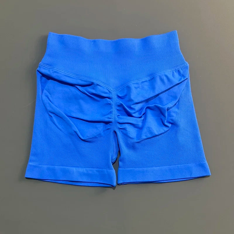 Electric Blue Color Women’s Seamless Scrunch Butt Yoga Gym Shorts