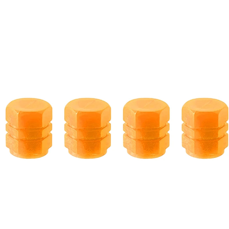 Orange 4pcs Color Luminous Tire Valve Caps For Car & Bike Wheels