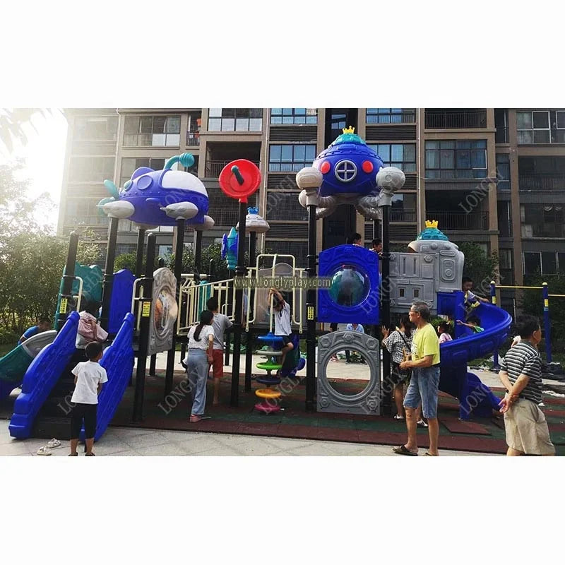 Outdoor Kids Playground Set with Slides and Monkey Bars