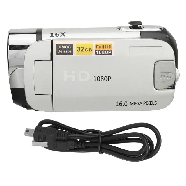 Silver Color 1080P HD Digital Camera With 2.4" Rotating Screen