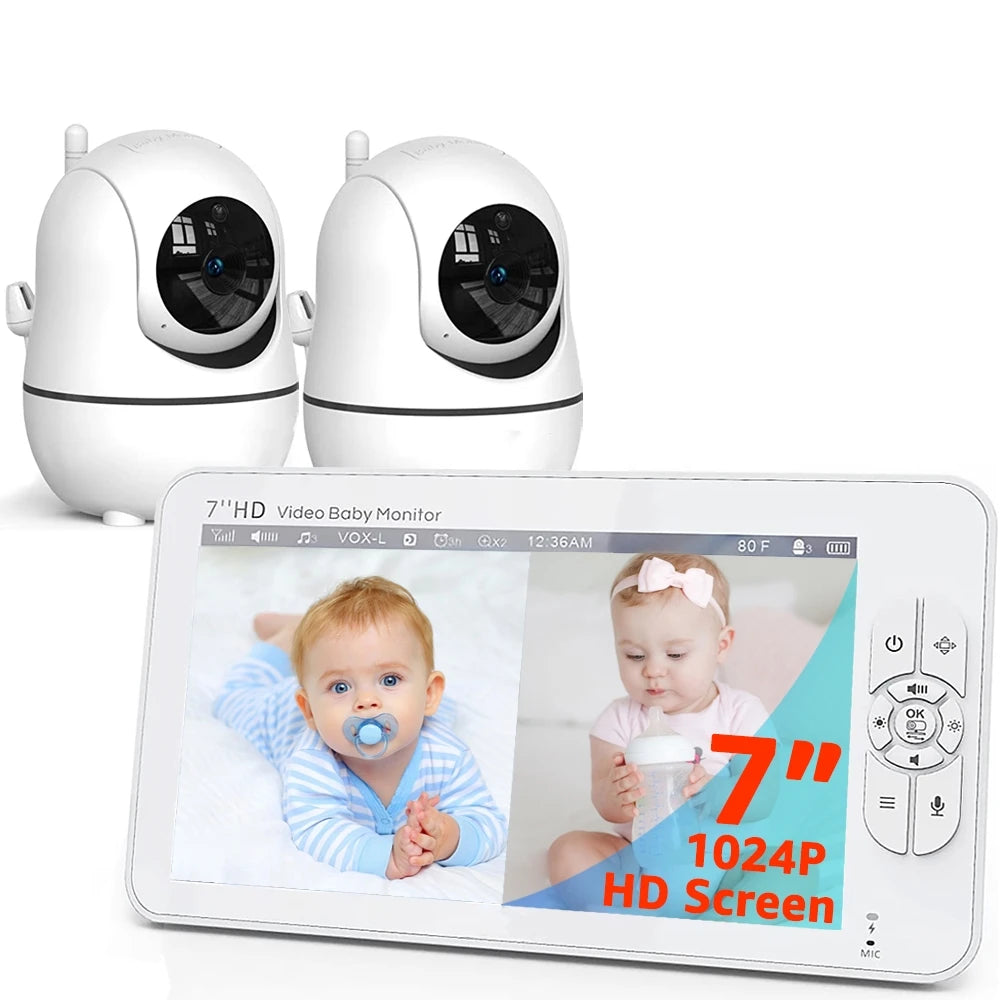 7" HD Split Screen Baby Monitor with 2 Cameras
