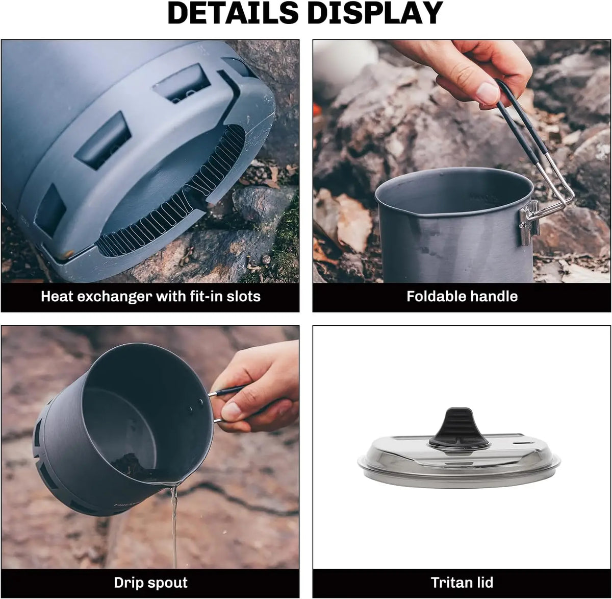 Ultralight 750 ml Camping Pot With Heat Exchanger