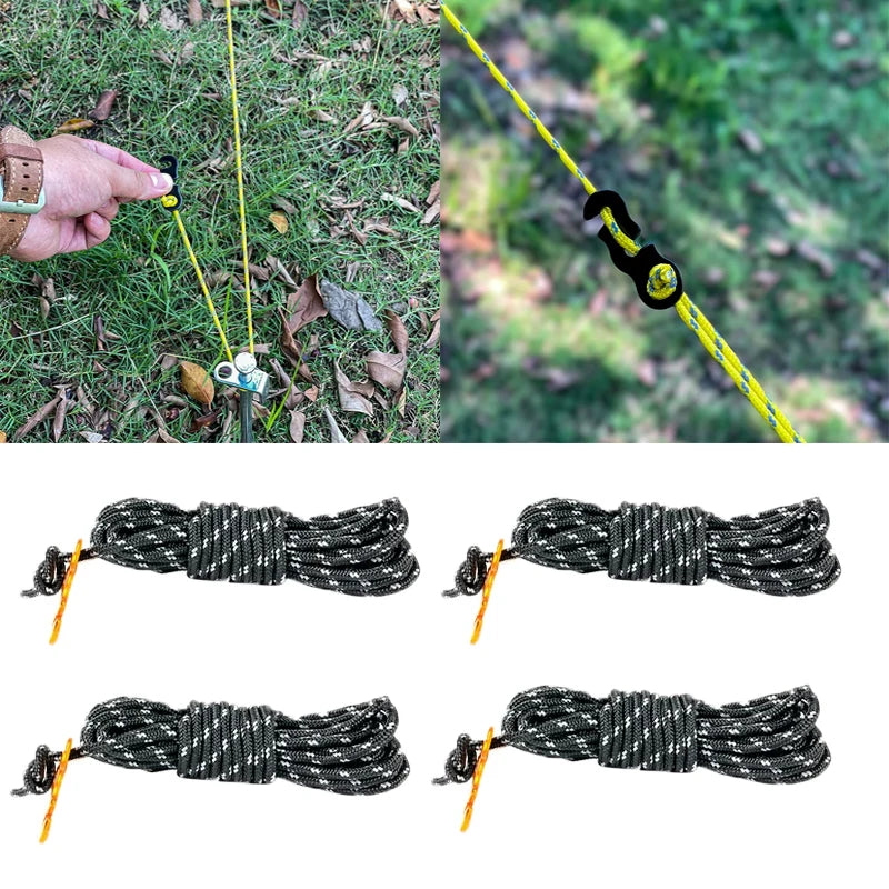Reflective Camping Guy Lines With Aluminum Tensioners