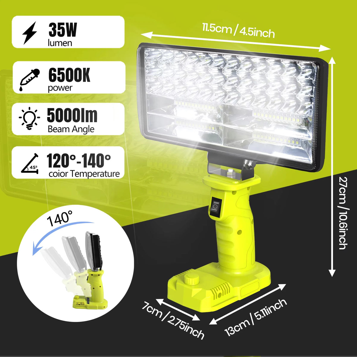 LED Work Light For Ryobi 18V – USB-C Power Bank