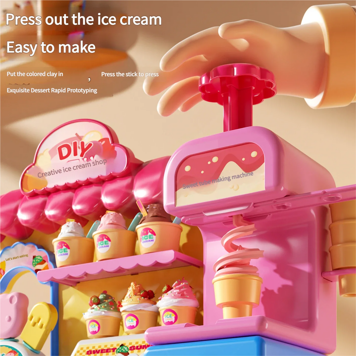 Ice Cream Play Dough Machine – Musical Light-Up Set
