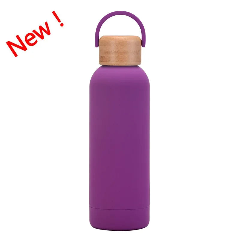 Dark purple Color 500 ml Stainless Steel Thermos Bottle With Bamboo Lid
