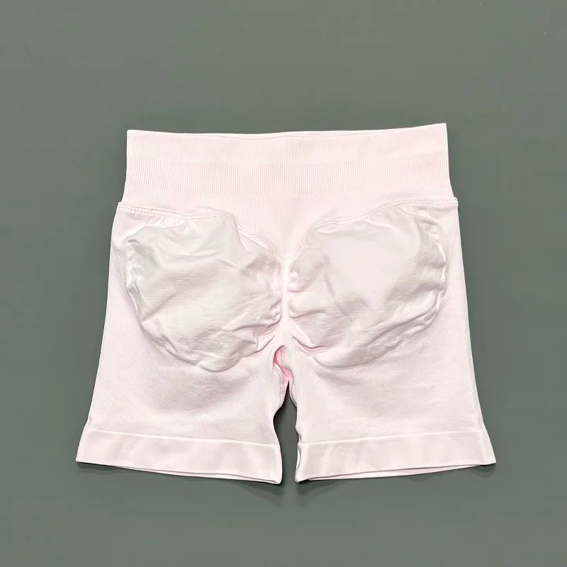 Pear Pink Color Women’s Seamless Scrunch Butt Yoga Gym Shorts