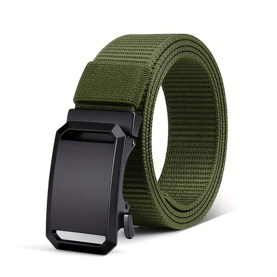 green Color Men’s Canvas Tactical Belt With Automatic Buckle