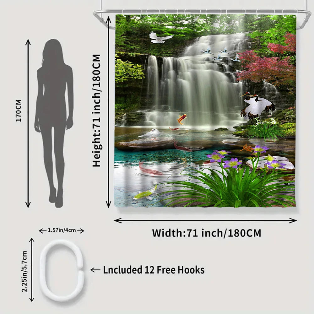 Forest Waterfall Bathroom Set With Shower Curtain