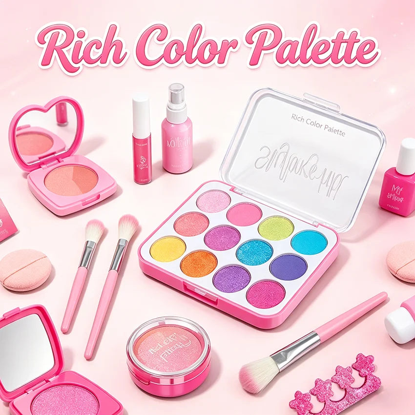 Kids Princess Pretend Makeup Play Set With Faux Manicure