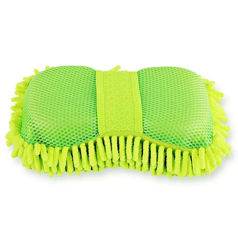 green Color Microfiber Car Wash Sponge and Cleaning Mitt Set