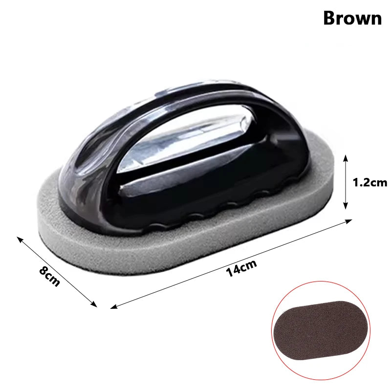 Brown Color Nano Emery Cleaning Brush With Handle For Tough Stains