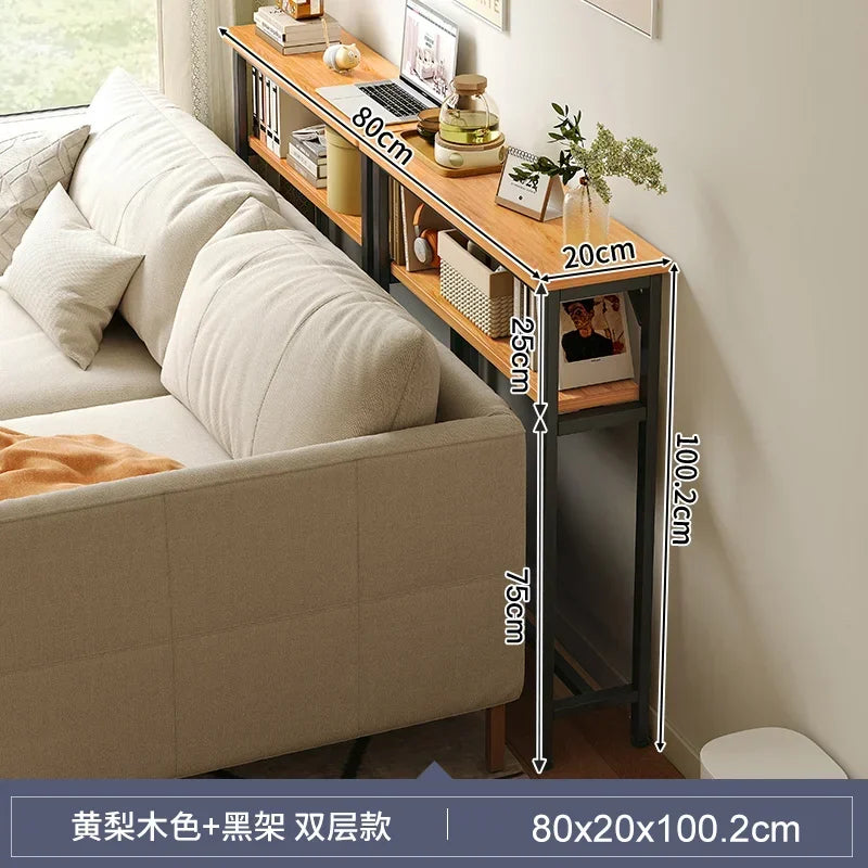 Model7 Color Slim Behind-Sofa Console Table With Wood Top