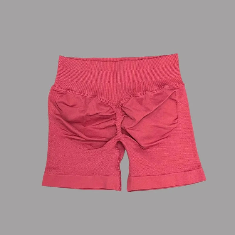 Raspberry Color Women’s Seamless Scrunch Butt Yoga Gym Shorts