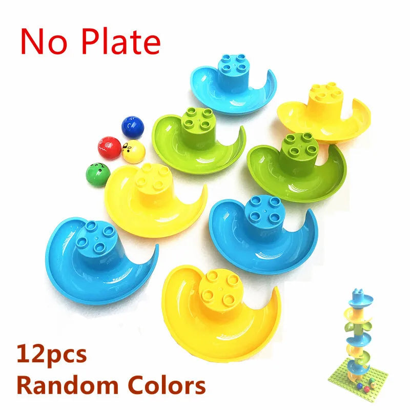 No plate Color Marble Run Building Blocks Set With Spiral Tracks