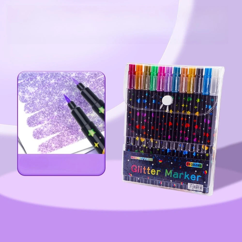 Double-Ended Glitter Pens Set – 24 Fast-Drying Colors