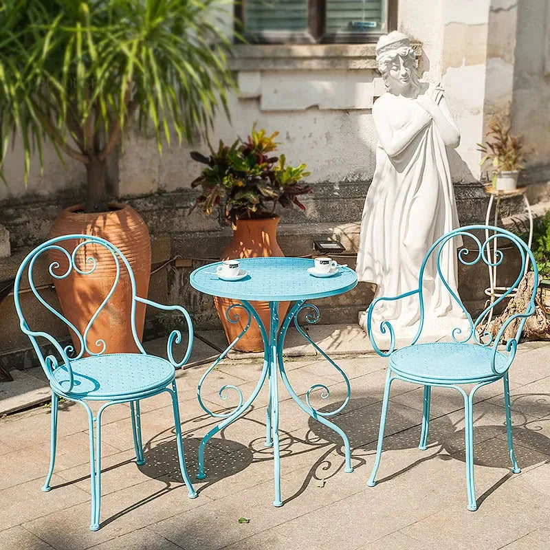 Blue-set Color Metal Garden Bistro Table And Chair Set For Outdoors
