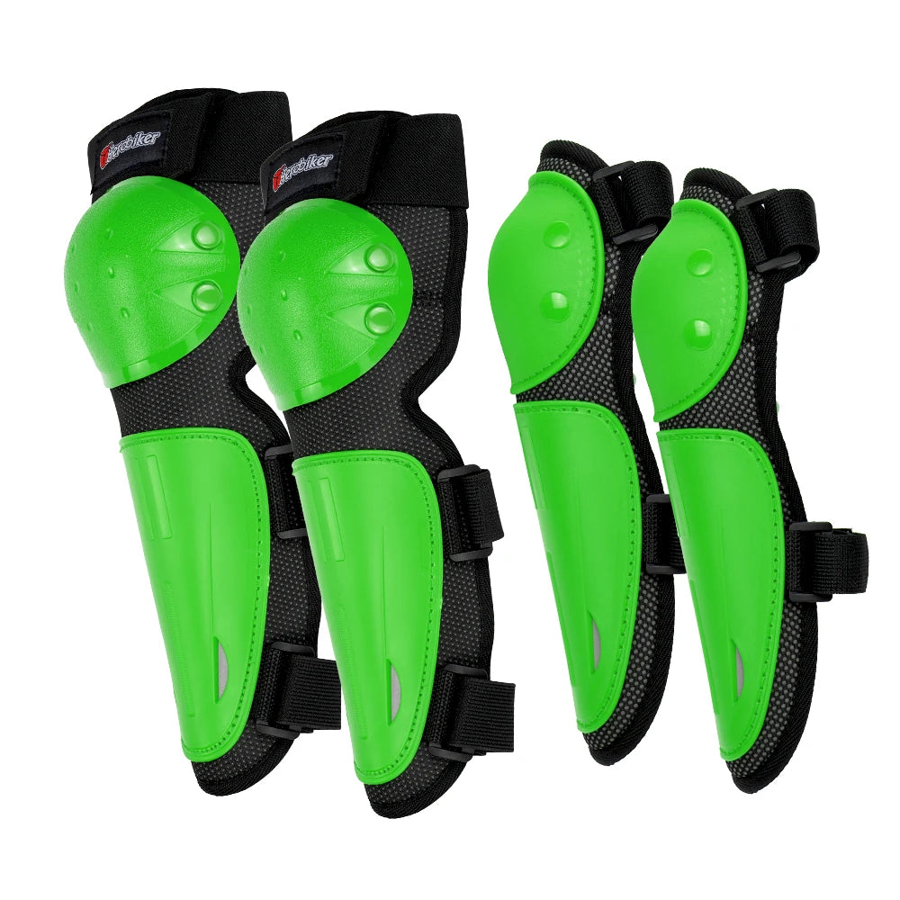 Ke-Ew ps Green Color Kids Motorcycle Body Armor Set With Elbow And Knee Pads