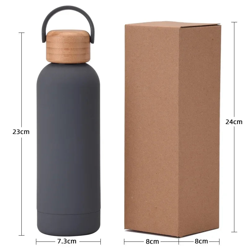 500 ml Stainless Steel Thermos Bottle With Bamboo Lid