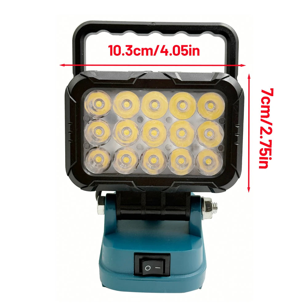 4 in Color LED Work Spotlight for 18V Batteries – Dual USB Power Bank