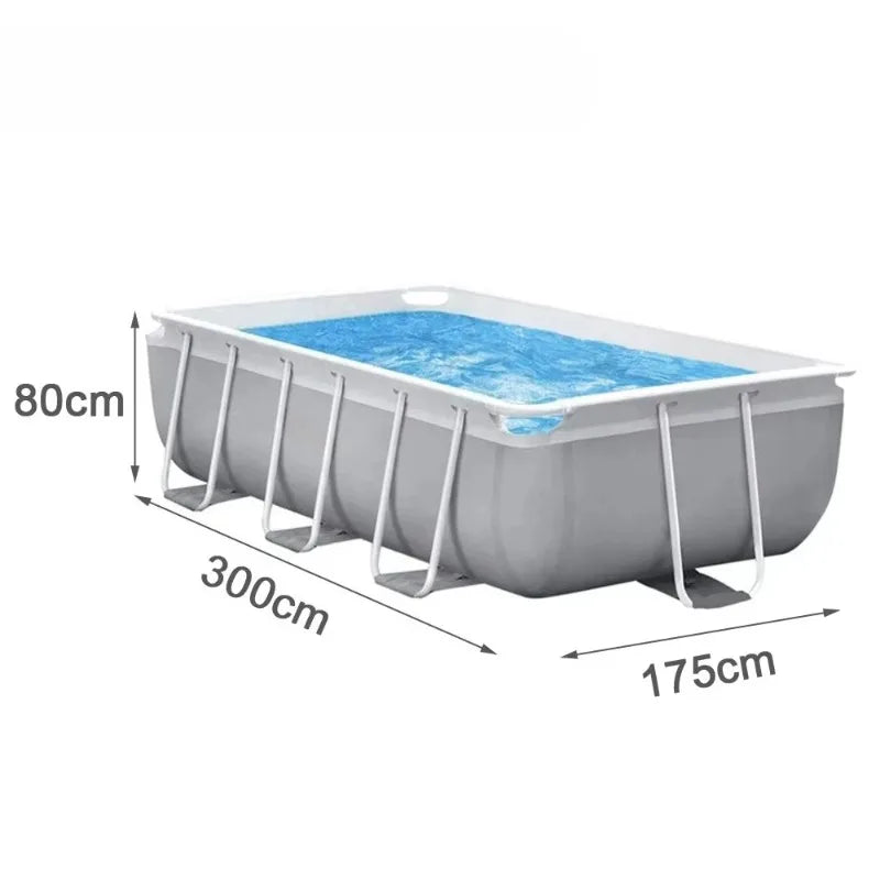 Rectangular Frame Pool 300x175x80 cm With Pump & Ladder