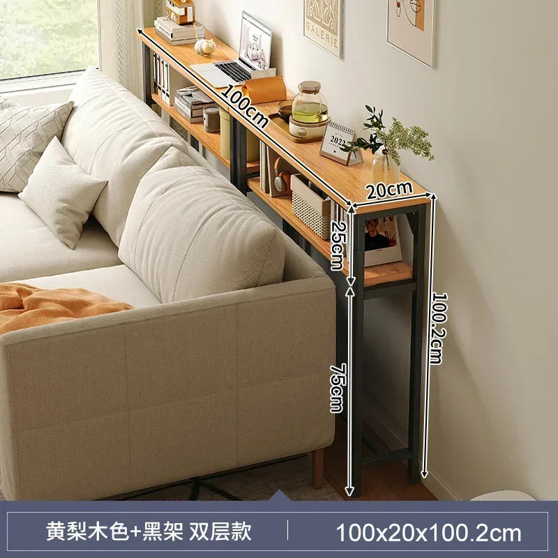 Model9 Color Slim Behind-Sofa Console Table With Wood Top