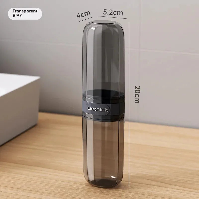 black Color Portable Toothbrush Travel Case Transparent Holder