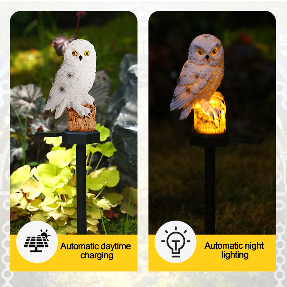 Solar Owl Garden Stake Lights – Waterproof Warm LED Decor
