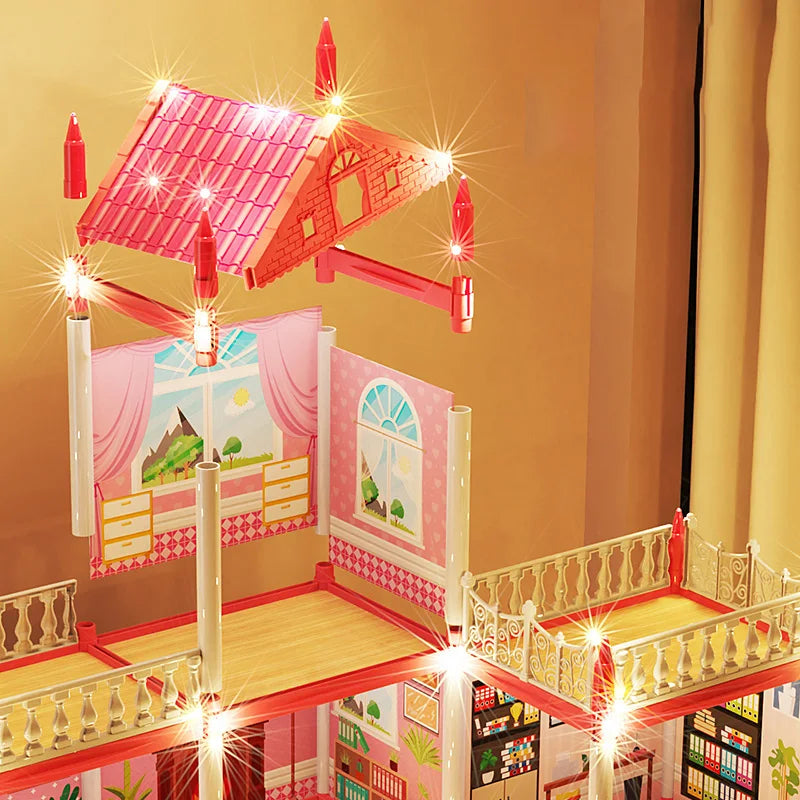 DIY 3D Mini Princess Castle House – Assembly Toy with LED