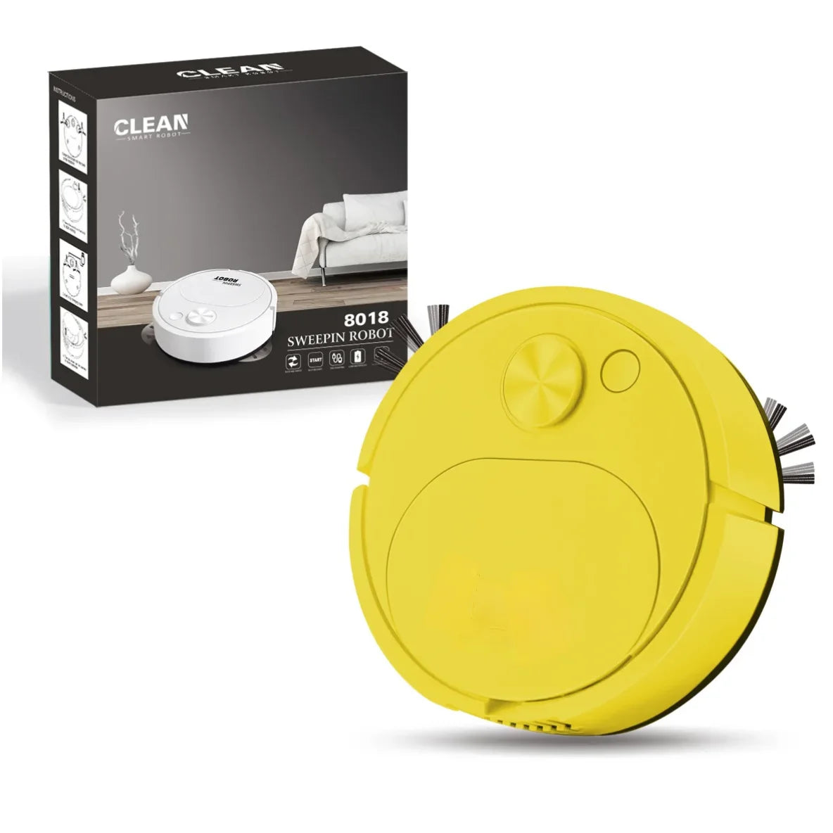 yellow Color USB Smart Robot Vacuum Cleaner With Mopping Function