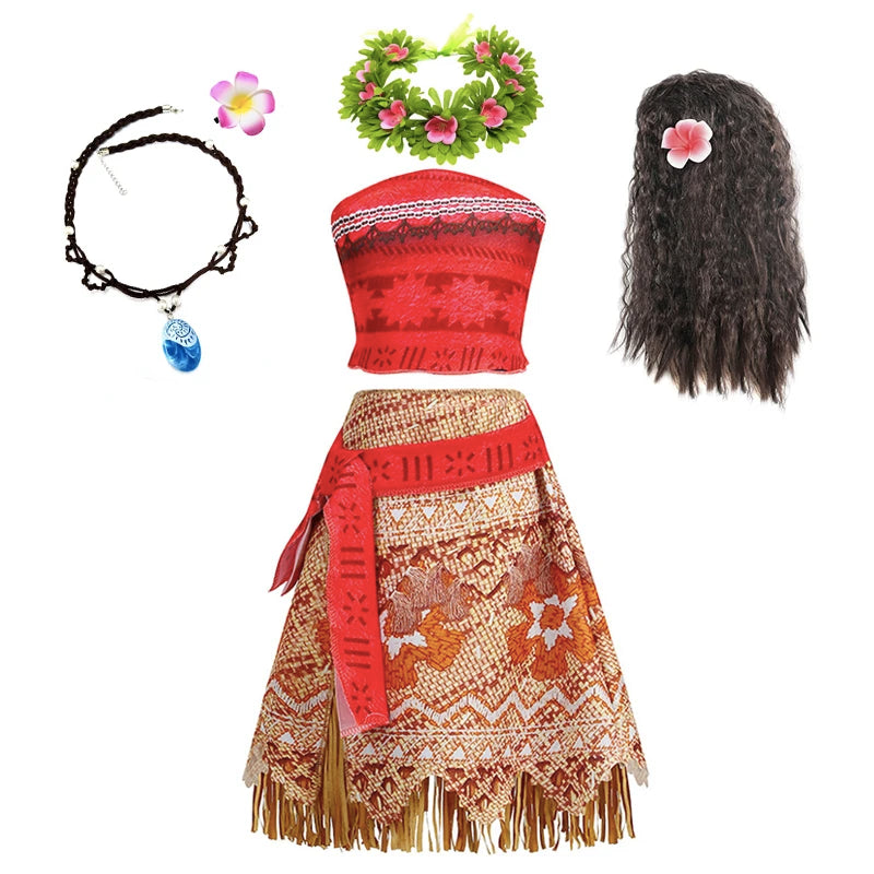 DressC Suit3 Color Girls Island Adventure Princess Costume Dress Set