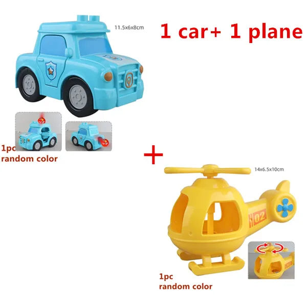 1 car 1 plane Color Marble Run Building Blocks Set With Spiral Tracks