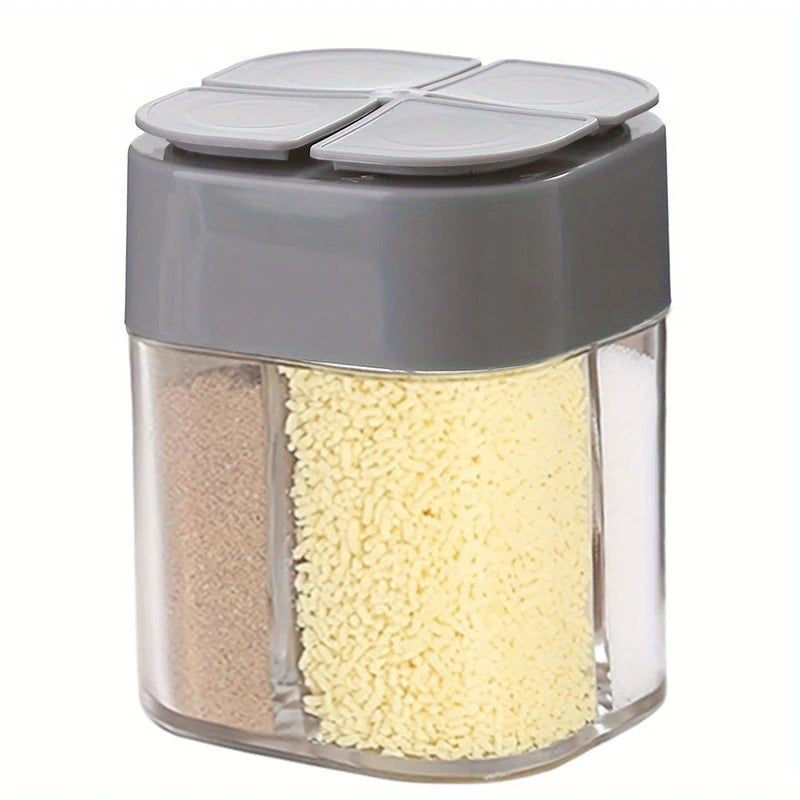 1pc Grey Color 4-in-1 Camping Spice Shaker Jar With Divided Compartments