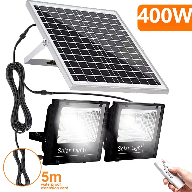 Dual Head Solar LED Flood Light 400W IP65 Outdoor