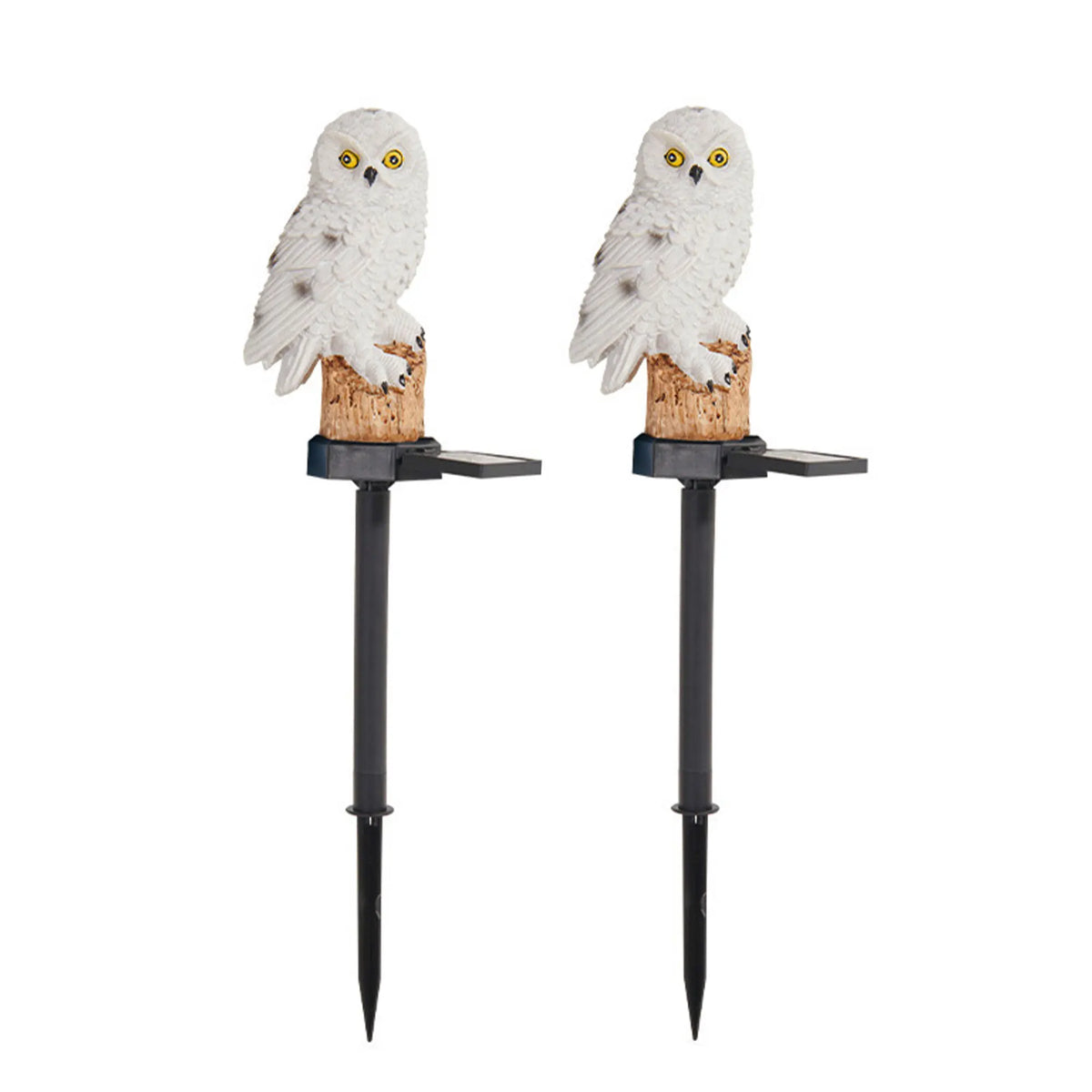 2Pcs White Emitting Color Solar Owl Garden Stake Lights – Waterproof Warm LED Decor