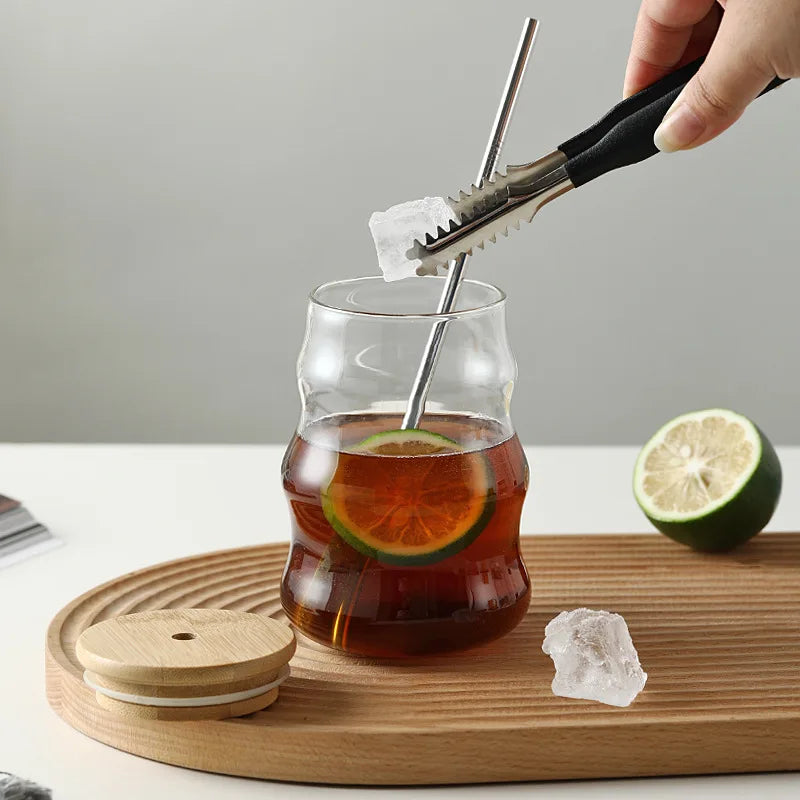 High Borosilicate Glass Tumbler With Straw And Bamboo Lid