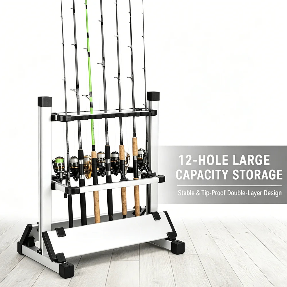 Aluminum Alloy Fishing Rod Rack Stand Storage Organizer