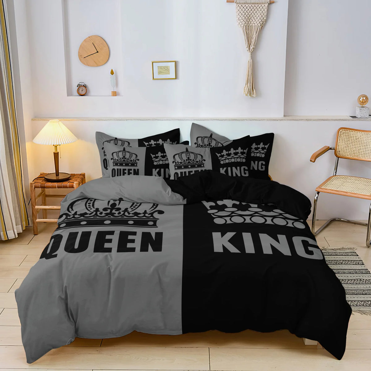 King And Queen Printed Bedding Set 3-Piece Polyester
