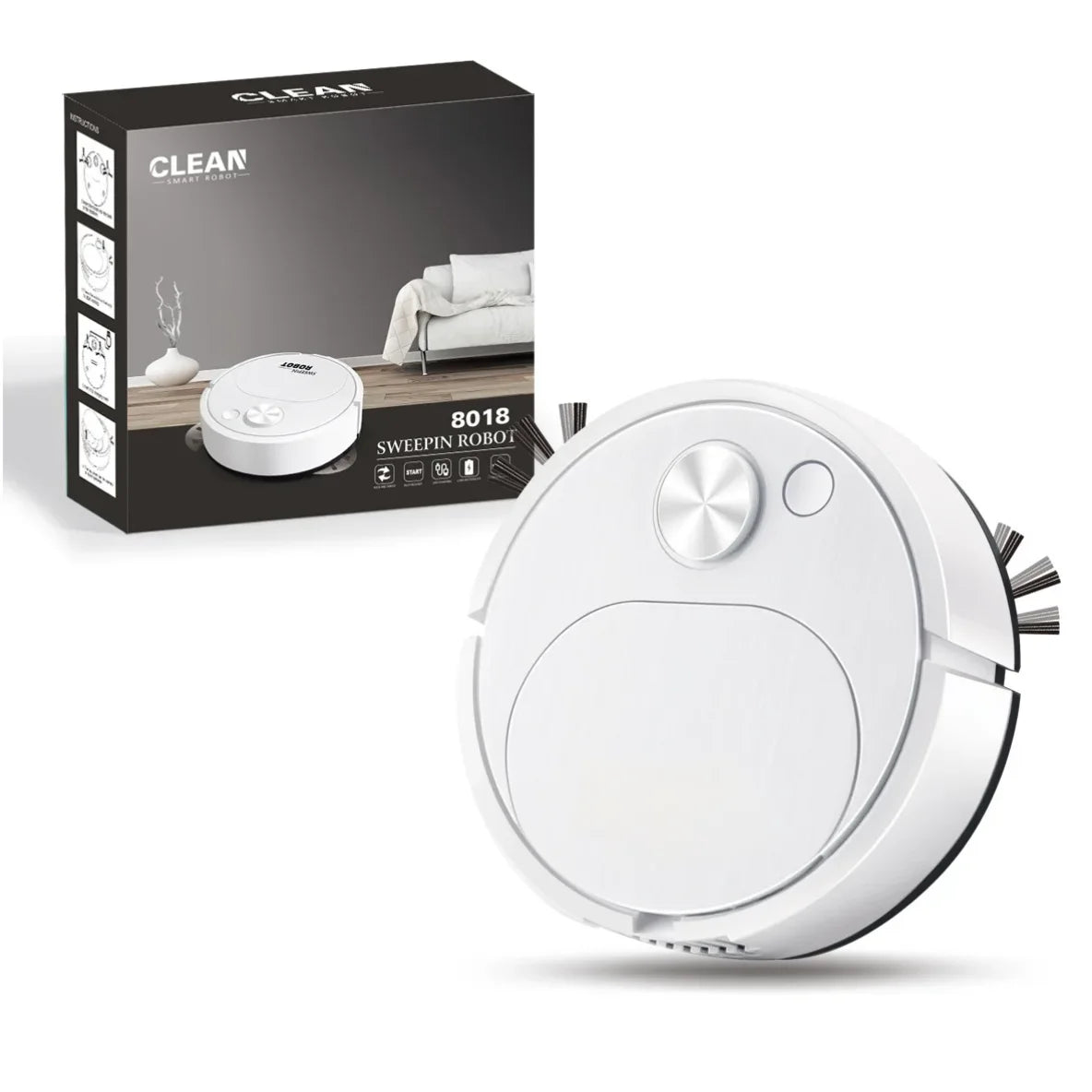 white Color USB Smart Robot Vacuum Cleaner With Mopping Function