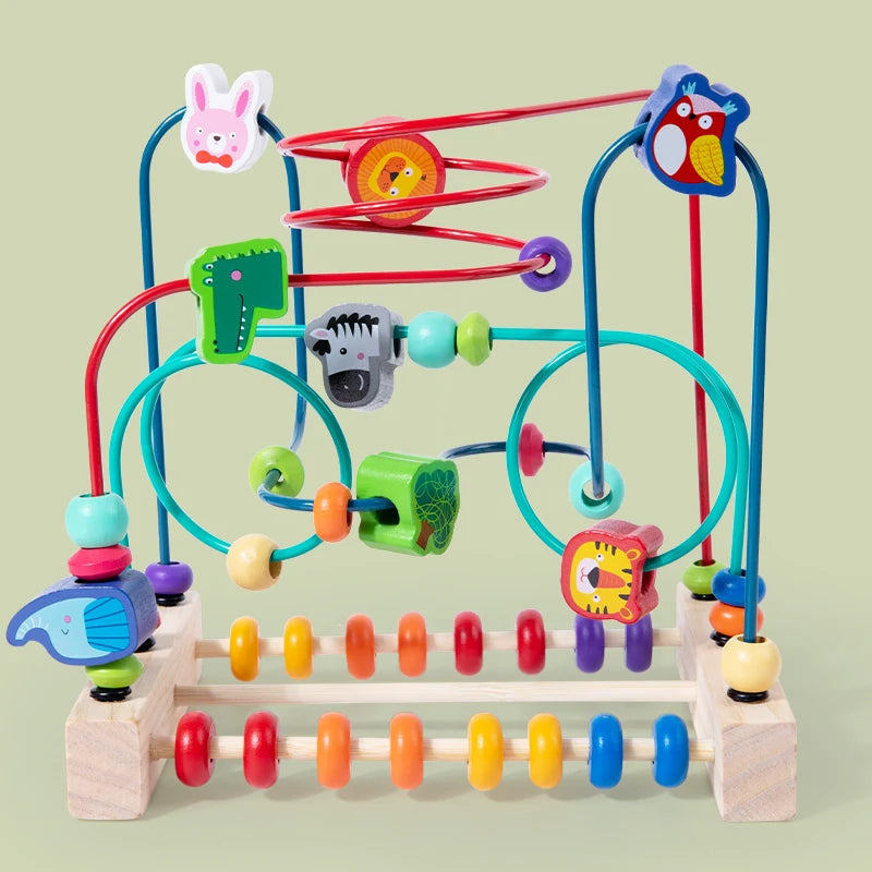 Wooden Bead Maze Roller Coaster Toy for Kids