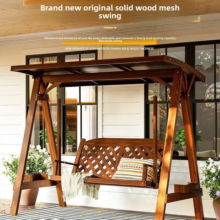 Outdoor Wooden Hanging Swing Chair For Garden Patio