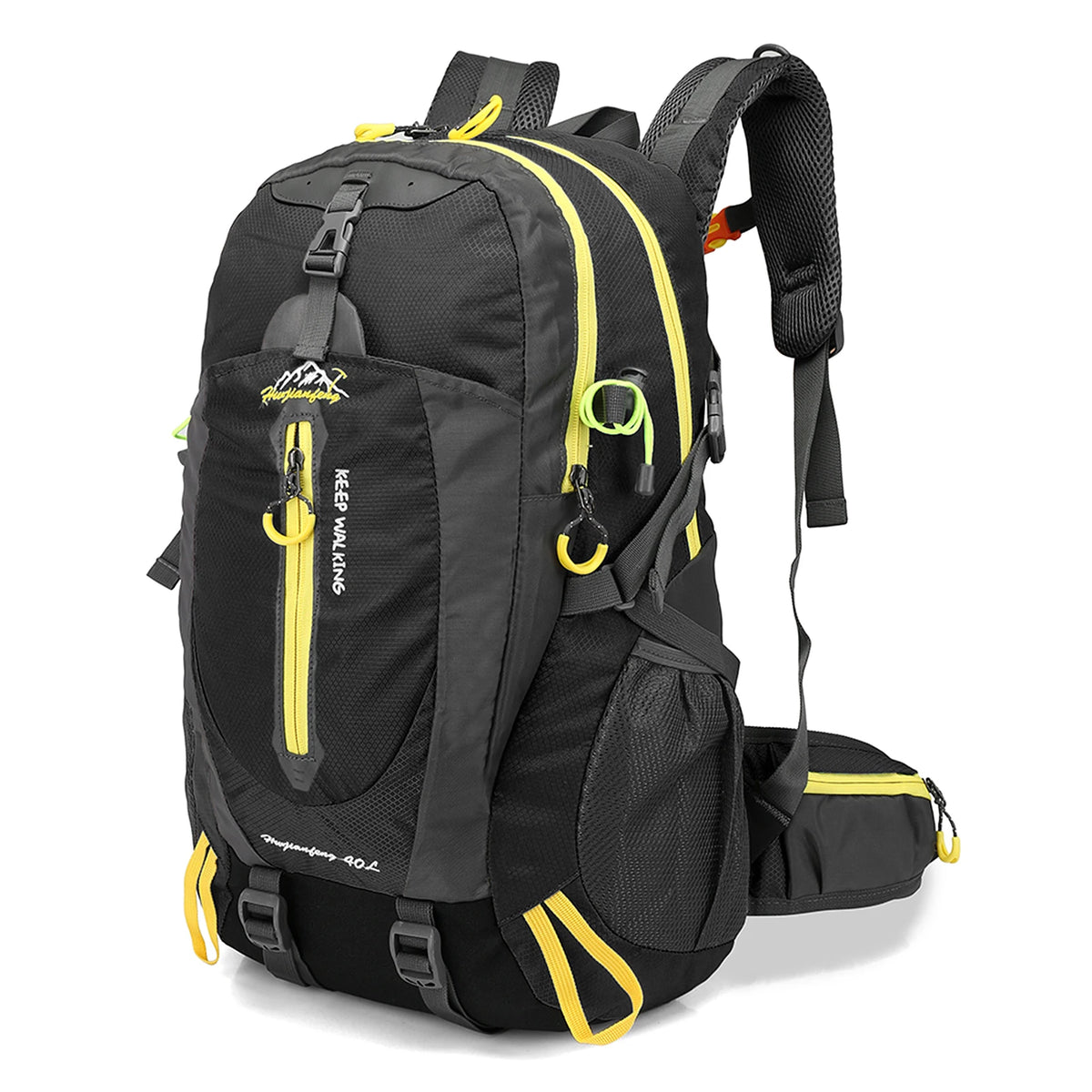 Black Color 40L Water Resistant Hiking Backpack With Laptop Compartment