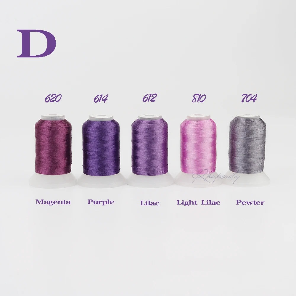 620 614 612 810 704 Color 40wt Polyester Embroidery Thread Set 60 Colors 550 Yards