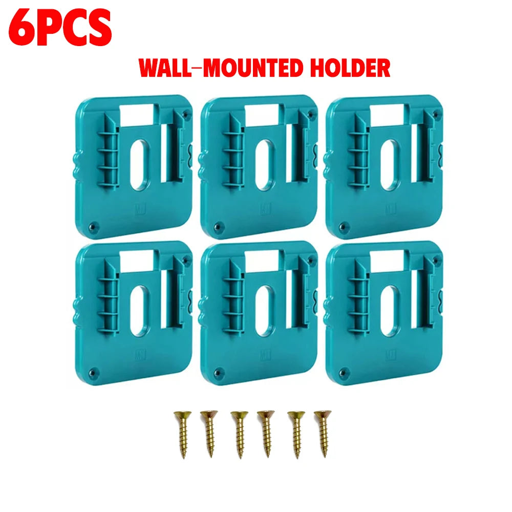 6PCS Mounted Holder Color 6-Slot Battery Holder for Makita 18V – Portable Rack Caddy
