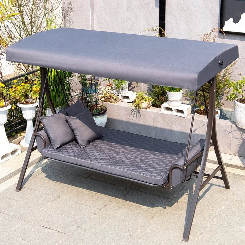 Outdoor Metal Patio Swing Bed With Canopy