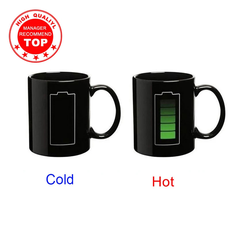 Heat Reactive Battery Magic Mug Ceramic Coffee Cup
