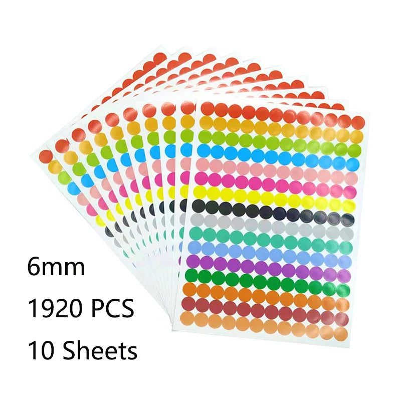 6mm Color Colorful Dot Sticker Sheets For Crafts And Planning