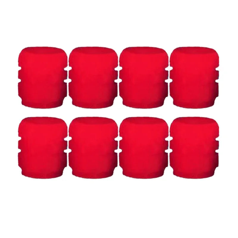 Red 8pcs Color Luminous Tire Valve Caps For Car & Bike Wheels
