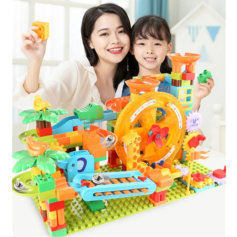 Marble Run Building Blocks Set With Spiral Tracks