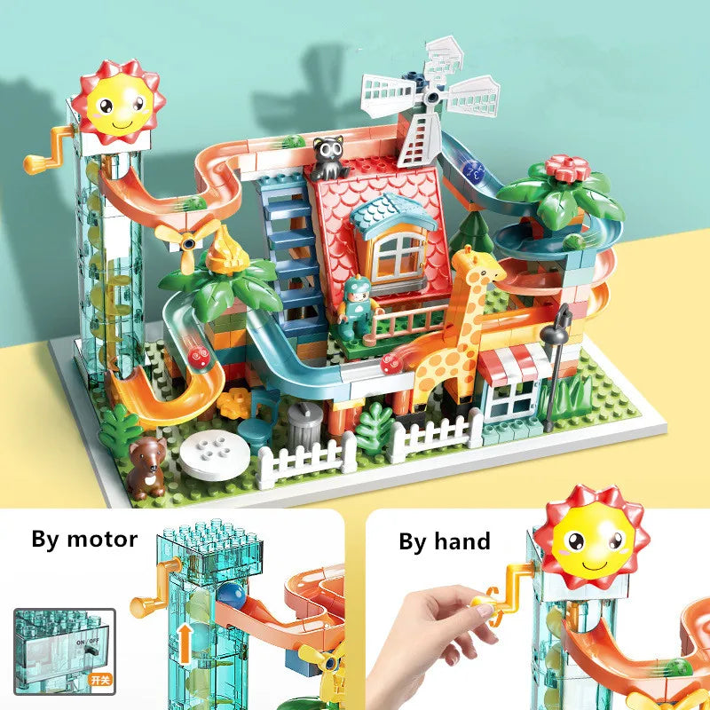 Marble Run Building Blocks Set With Spiral Tracks